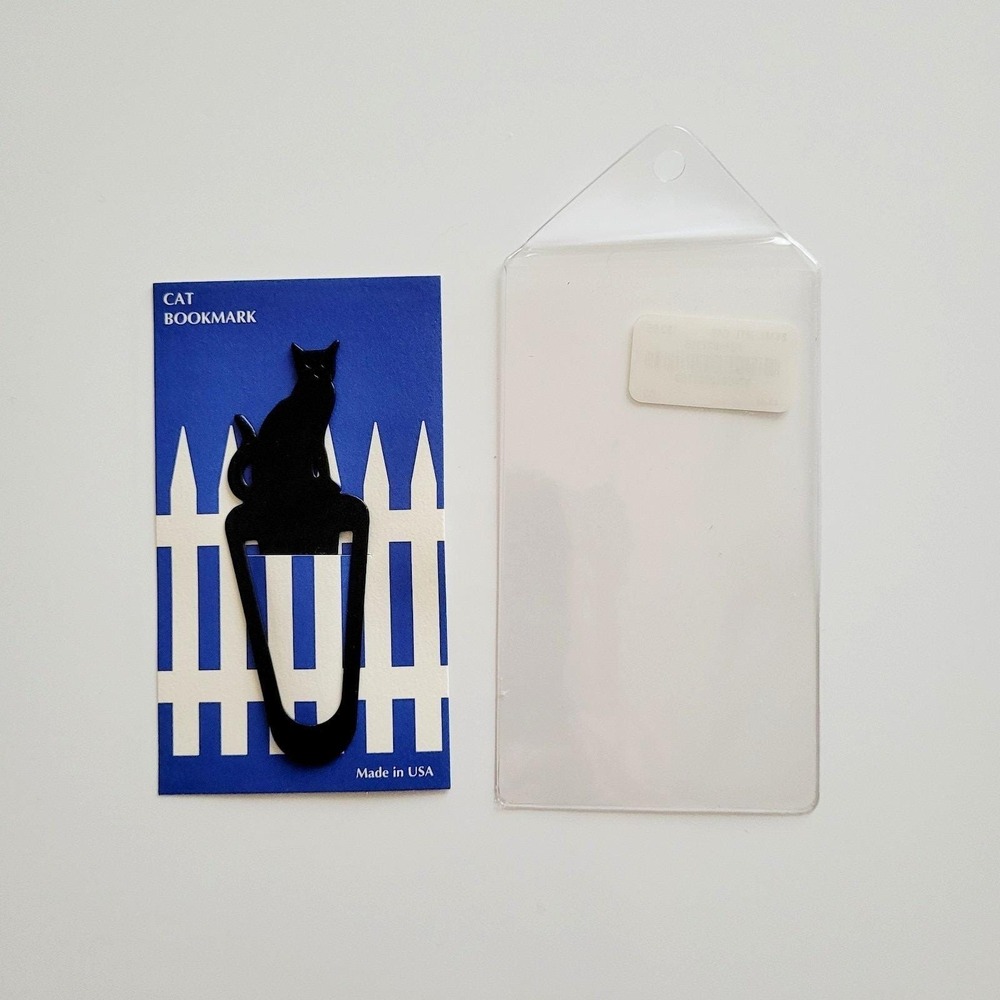 Vintage 90s Black Cat Bookmark Metal Clip fence blue USA Barnes Nobel Swing 1994 - Picture 10 of 16